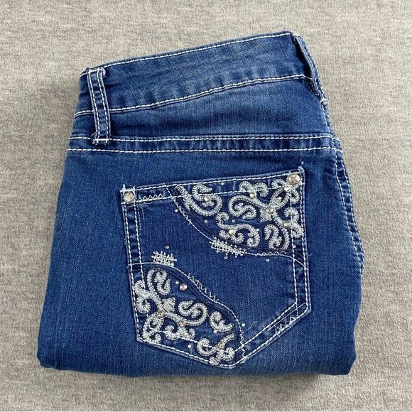 ND‎ Weekend Womens Embroidered Distresse Straight Leg Denim Jeans Size 8 - Picture 1 of 14